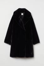 H & M - Faux Fur Coat - Black