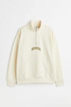 H & M - Oversized Fit Half-zip Sweatshirt - White