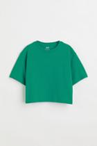 H & M - Short Cotton Jersey T-shirt - Green