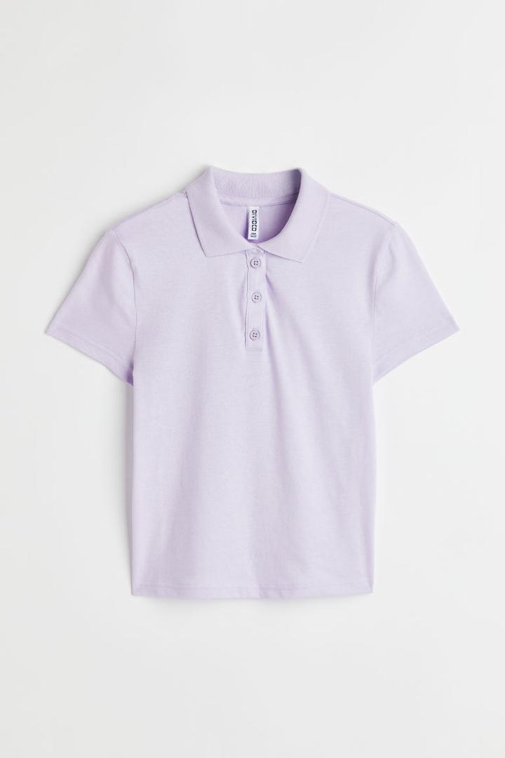H & M - Cotton Polo Shirt - Purple