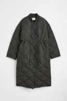 H & M - Drawstring-waist Quilted Coat - Green