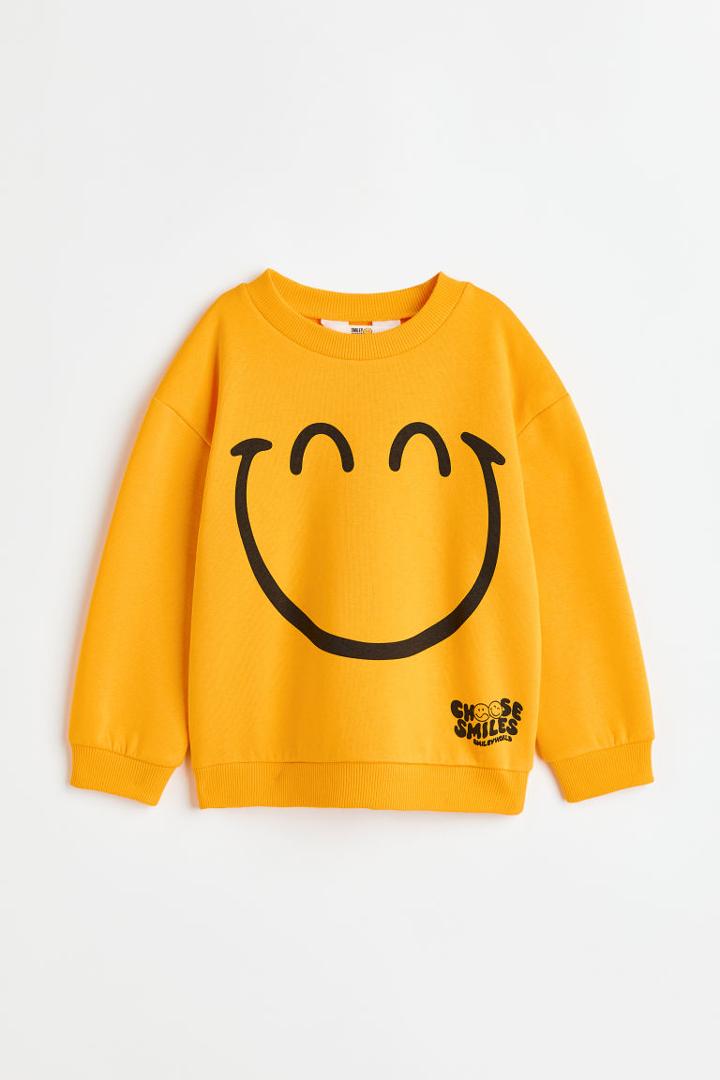 H & M - Printed Sweatshirt - Yellow