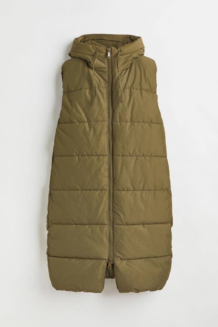 H & M - H & M+ Hooded Puffer Vest - Green