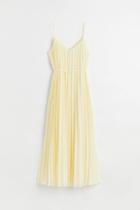H & M - Pleated Chiffon Dress - Yellow