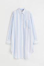 H & M - Long Linen Shirt - Blue