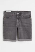 H & M - Slim Denim Shorts - Gray