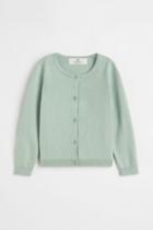 H & M - Fine-knit Cotton Cardigan - Green