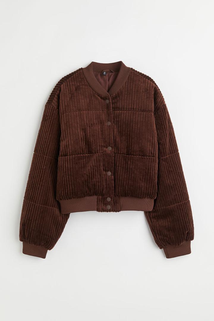 H & M - Corduroy Bomber Jacket - Brown