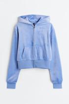 H & M - Velour Hooded Jacket - Blue
