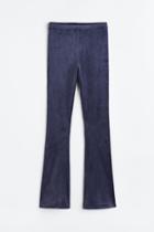 H & M - Flared Velour Pants - Blue