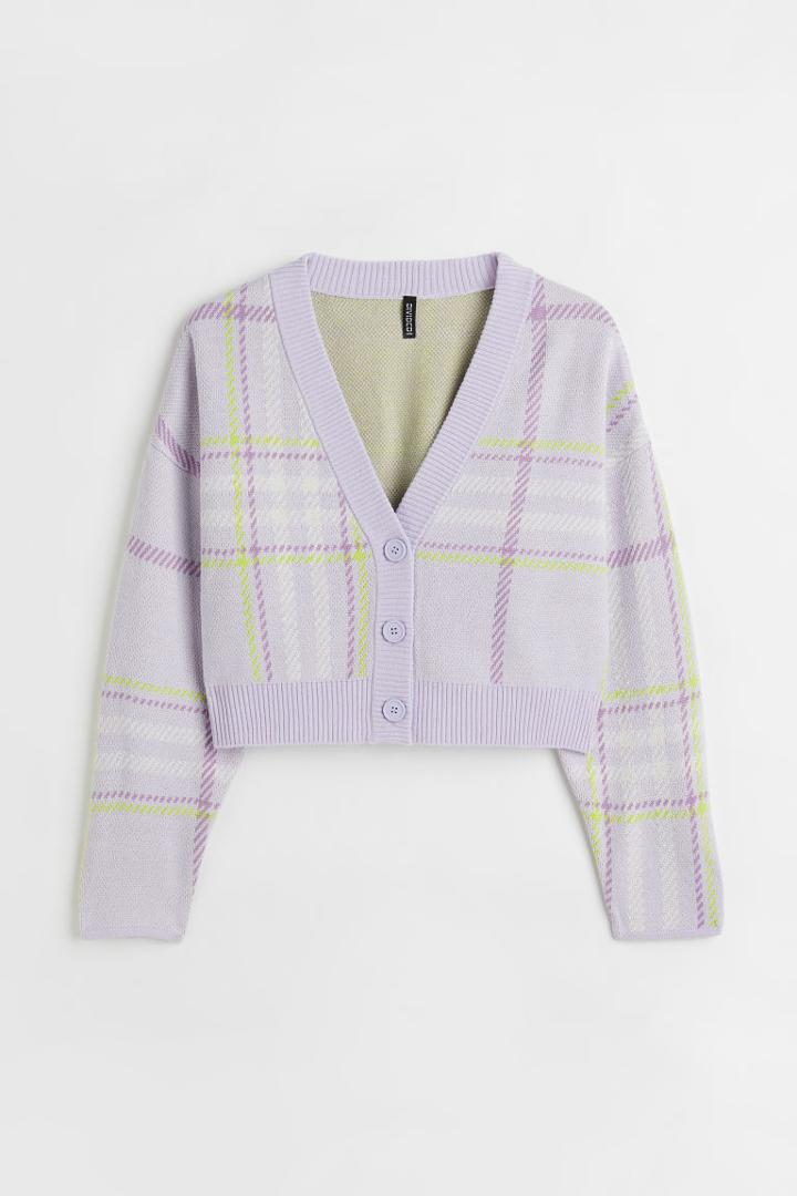 H & M - H & M+ Jacquard-knit Cardigan - Purple