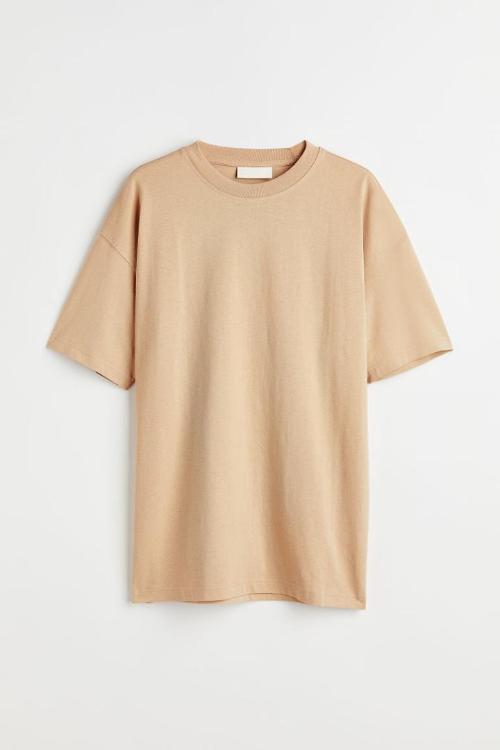 H & M - Oversized Fit Cotton T-shirt - Beige