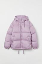 H & M - Hooded Puffer Jacket - Purple