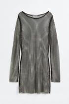 H & M - Rhinestone-embellished Fishnet Dress - Black