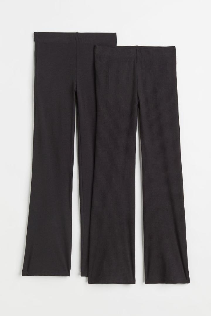 H & M - 2-pack Flared Leggings - Black