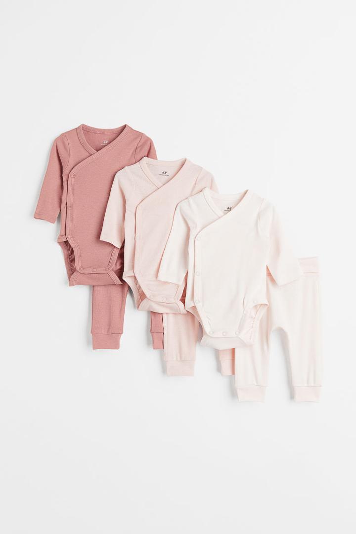 H & M - 6-piece Cotton Set - Pink