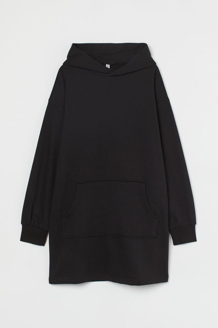 H & M - Hooded Sweatshirt Dress - Black