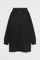 H & M - Hooded Sweatshirt Dress - Black