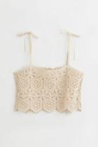 H & M - Crochet-look Top - White