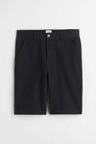 H & M - Relaxed Fit Cotton Twill Shorts - Black