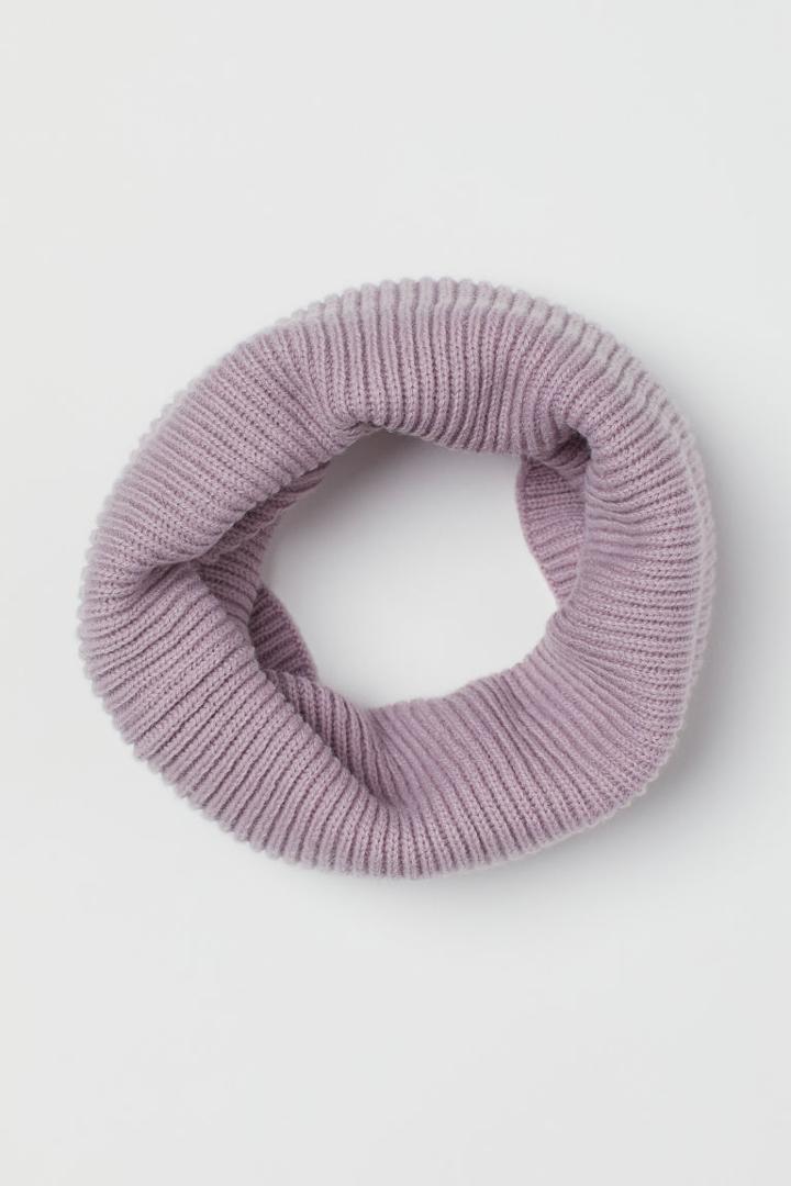 H & M - Ribbed Tube Scarf - Purple