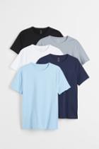 H & M - 5-pack Slim Fit T-shirts - Blue