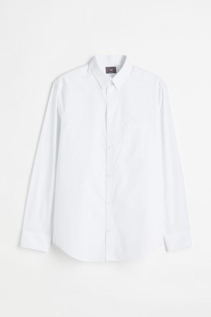 H & M - Regular Fit Cotton Shirt - White