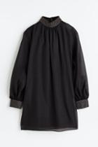 H & M - Rhinestone-embellished Dress - Black