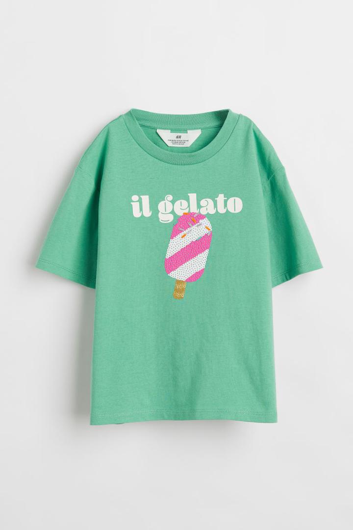 H & M - T-shirt With Motif - Green