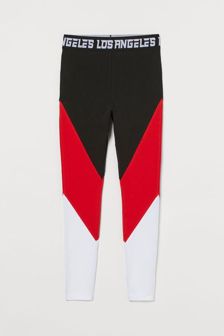 H & M - Color-block Leggings - Red