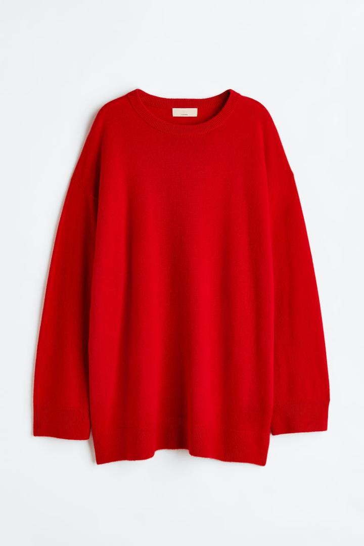 H & M - Oversized Cashmere Sweater - Red