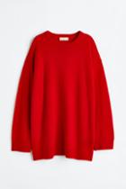 H & M - Oversized Cashmere Sweater - Red