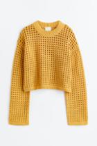 H & M - Pointelle-knit Sweater - Yellow