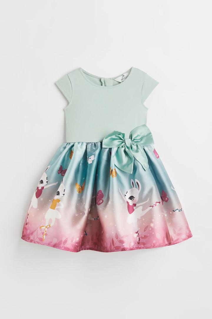H & M - Flared-skirt Dress - Green