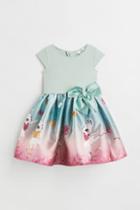 H & M - Flared-skirt Dress - Green