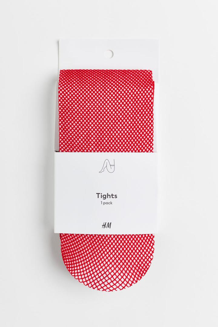 H & M - Fishnet Tights - Red