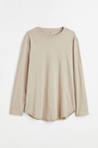 H & M - Long-sleeved Shirt Long Fit - Brown