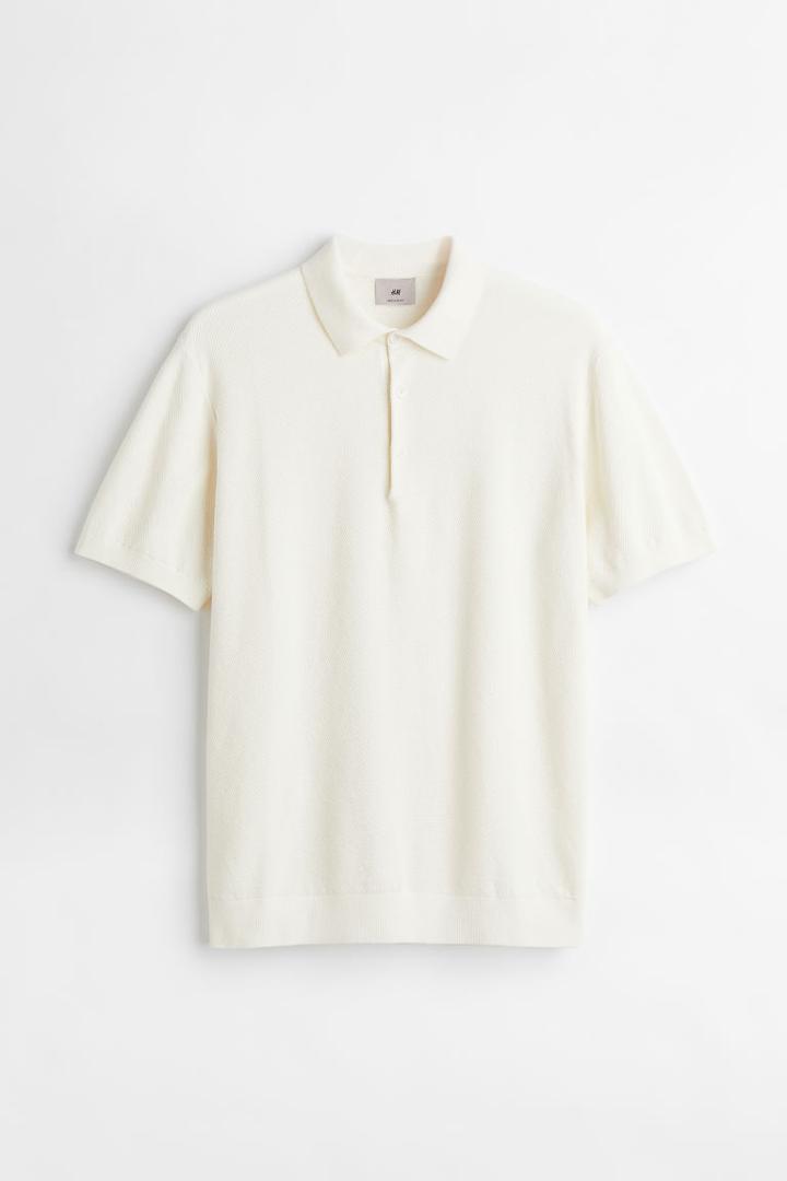 H & M - Pima Cotton Polo Shirt - White