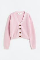 H & M - Rib-knit Cotton Cardigan - Pink