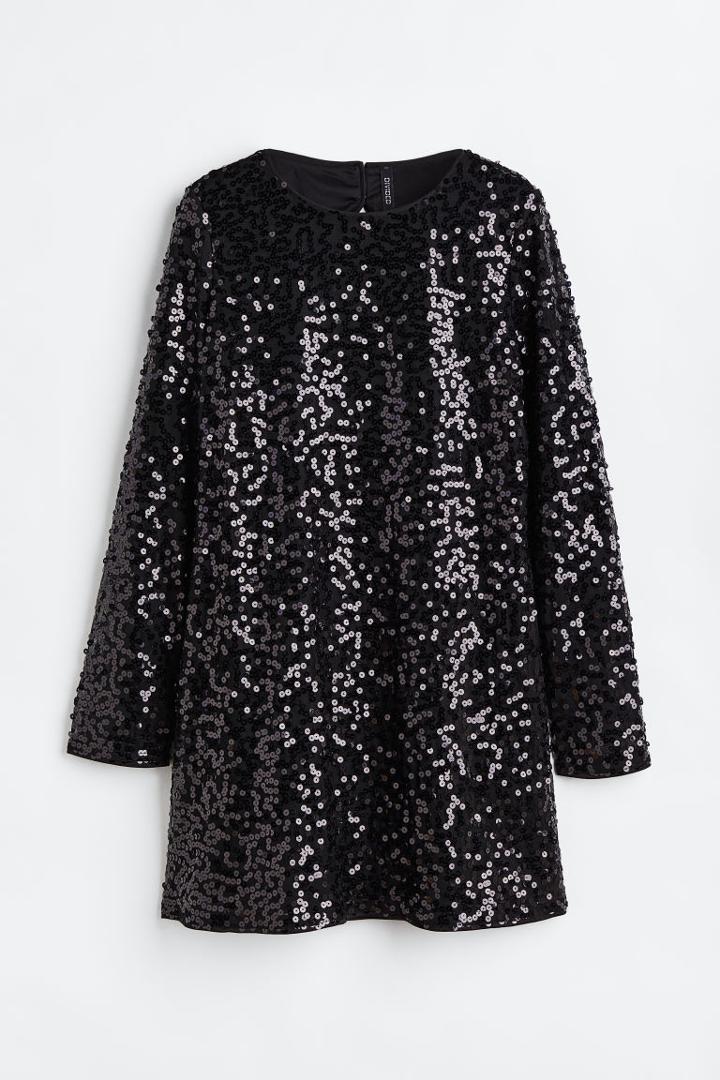 H & M - Open-backed Sequined Dress - Black