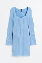 H & M - Rib-knit Bodycon Dress - Blue