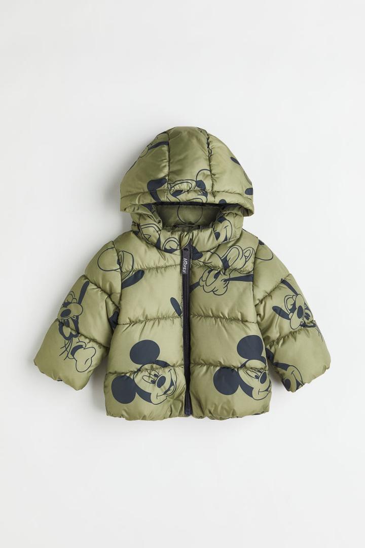 H & M - Patterned Puffer Jacket - Green