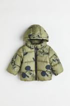 H & M - Patterned Puffer Jacket - Green