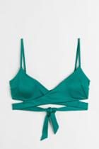 H & M - Tie-detail Bikini Top - Green