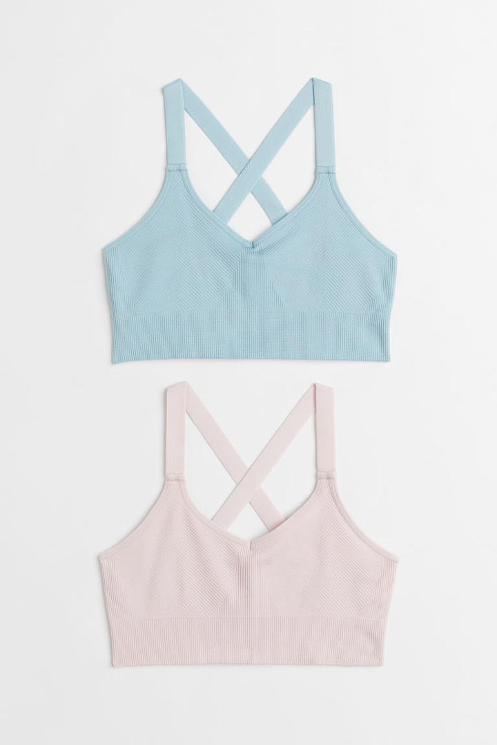 H & M - 2-pack Seamless Sports Tops - Pink