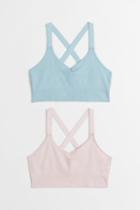 H & M - 2-pack Seamless Sports Tops - Pink