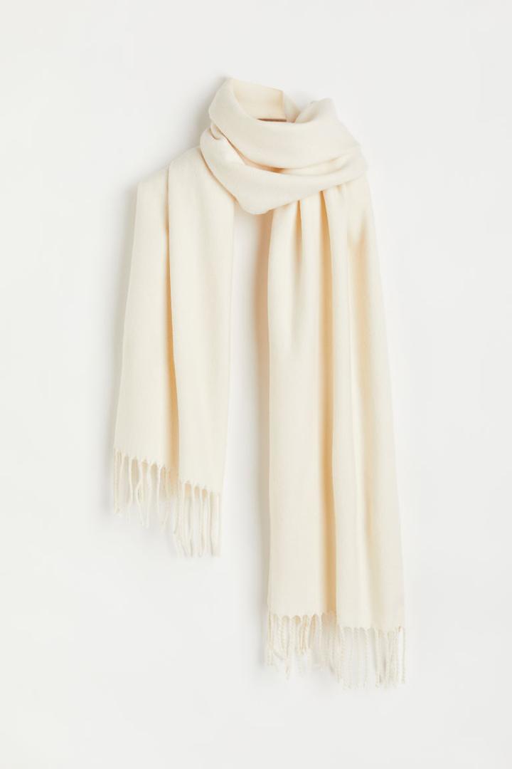 H & M - Woven Scarf - White