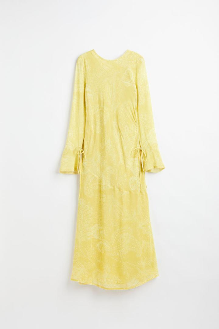 H & M - Patterned Chiffon Dress - Yellow