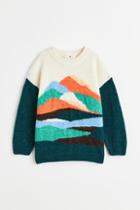H & M - Oversized Jacquard-knit Sweater - Green