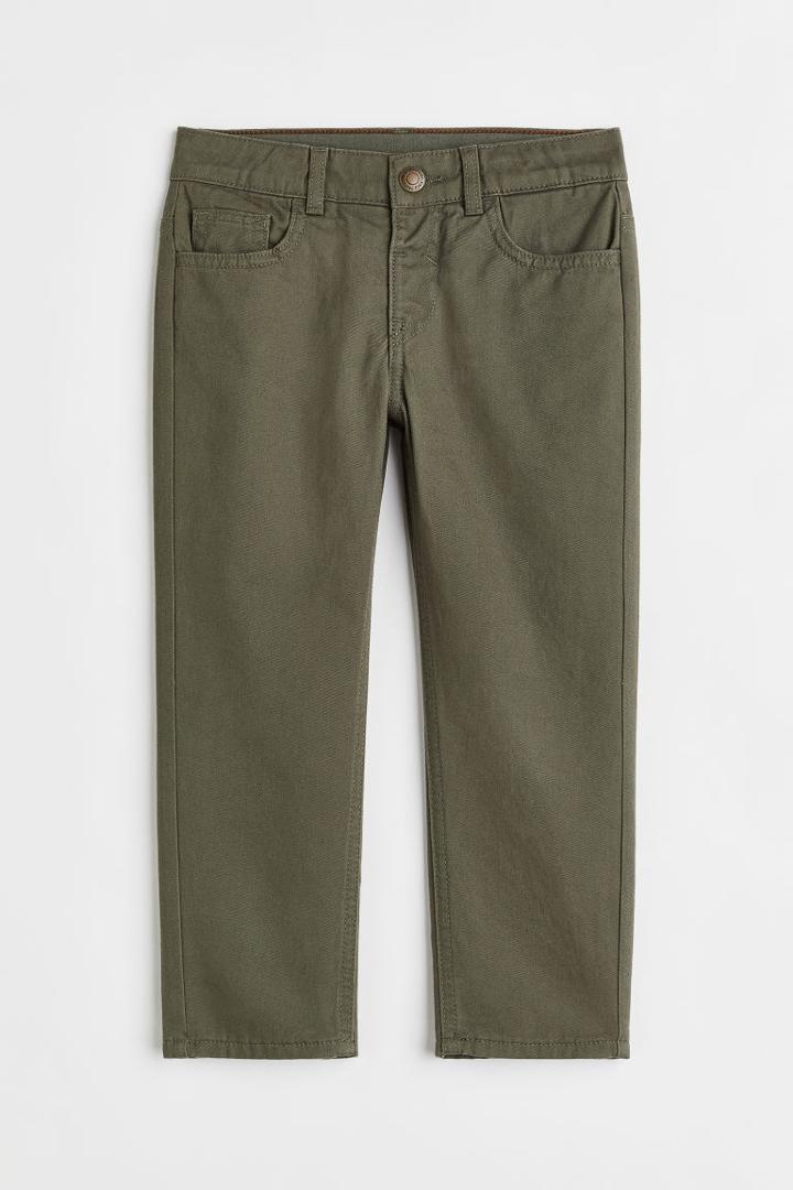H & M - Relaxed Fit Lined Twill Pants - Green